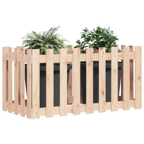 Lit surélevé de jardin design de clôture 100x50x50cm pin massif - Photo n°3; ?>