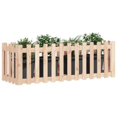 Lit surélevé de jardin design de clôture 150x50x50cm pin massif - Photo n°3; ?>