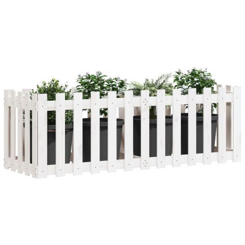 Lit surélevé de jardin design de clôture 150x50x50cm pin massif - Photo n°3; ?>