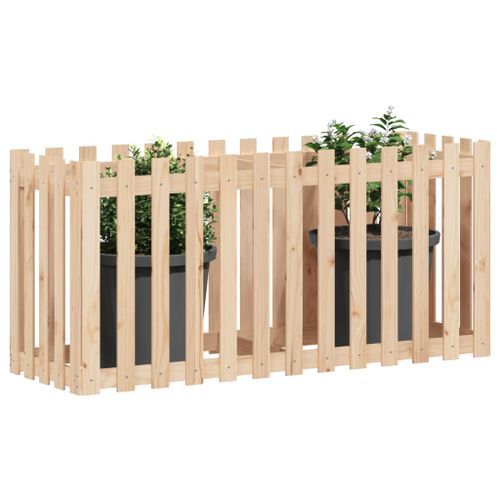 Lit surélevé de jardin design de clôture 150x50x70cm pin massif - Photo n°3; ?>