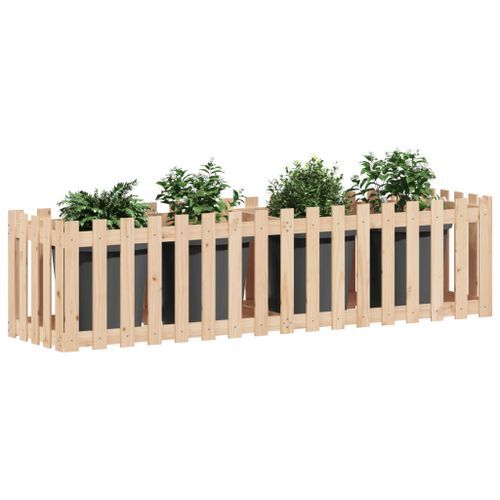 Lit surélevé de jardin design de clôture 200x50x50cm pin massif - Photo n°3; ?>