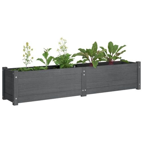 Lit surélevé de jardin Gris 150x31x31 cm Bois de sapin massif - Photo n°3; ?>