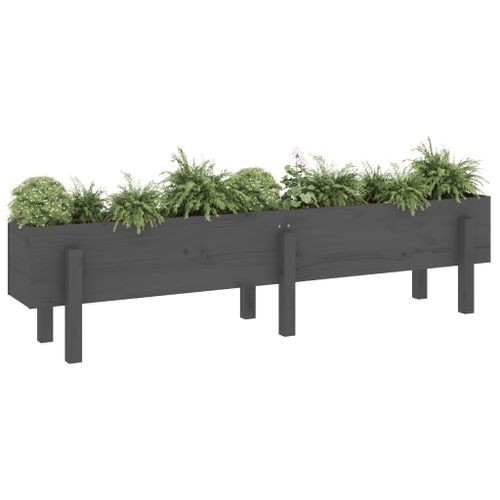 Lit surélevé de jardin gris 160x30x38 cm bois de pin massif - Photo n°3; ?>