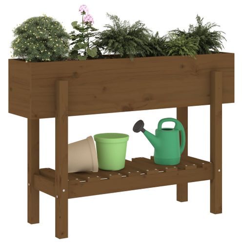 Lit surélevé de jardin marron miel 101x30x69 cm bois pin massif - Photo n°3; ?>