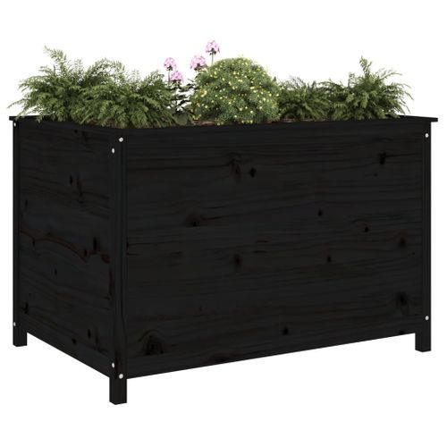 Lit surélevé de jardin noir 119,5x82,5x78 cm bois de pin massif - Photo n°3; ?>