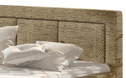 Lit tissu beige chiné grand carré capitonné Berlino - 4 tailles - Photo n°3; ?>