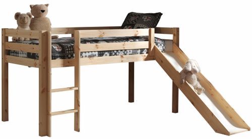 Lit toboggan 90x200 cm avec tente animaux pin massif clair Pino - Photo n°2; ?>