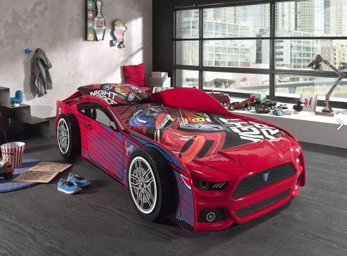 Lit voiture de course 90x200 cm bois rouge Panther - Photo n°2; ?>