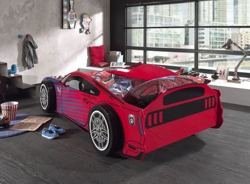 Lit voiture de course 90x200 cm bois rouge Panther - Photo n°3; ?>