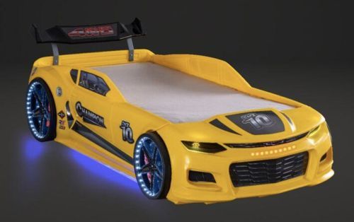 Lit voiture de course Champion racing jaune avec Led et bruitage 90x190 cm - Photo n°3; ?>