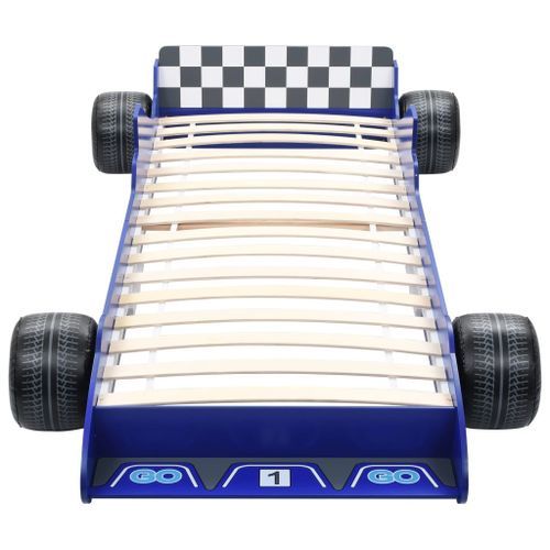 Lit voiture de course pour enfants 90 x 200 cm Bleu - Photo n°3; ?>