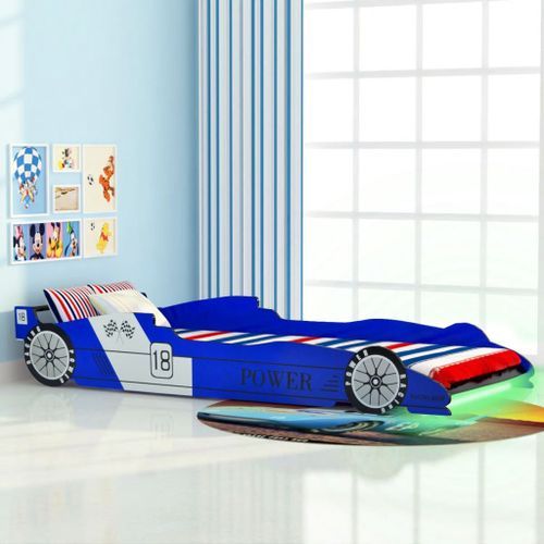 Lit voiture de course pour enfants avec LED 90 x 200 cm Bleu - Photo n°3; ?>