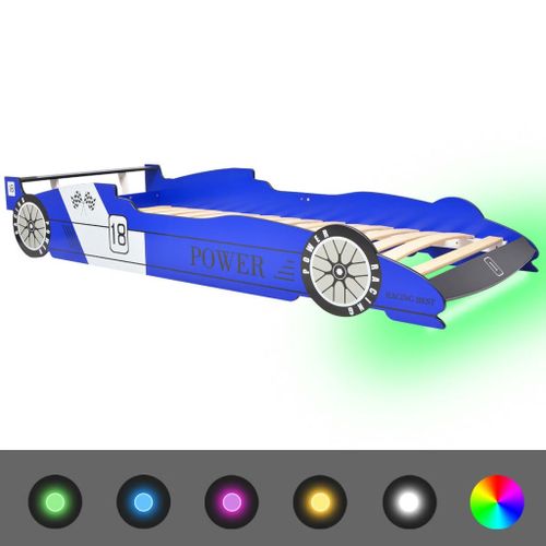 Lit voiture de course pour enfants avec LED 90 x 200 cm Bleu - Photo n°2; ?>