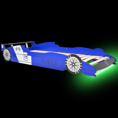 Lit voiture de course pour enfants avec LED 90 x 200 cm Bleu - Photo n°3; ?>