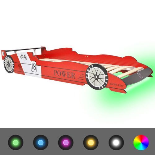 Lit voiture de course pour enfants avec LED 90 x 200 cm Rouge - Photo n°2; ?>