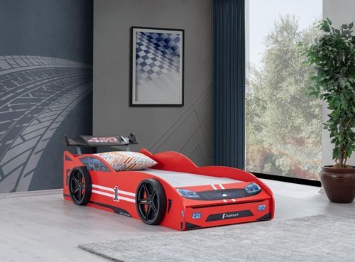 Lit voiture de course rouge avec coffre de rangement Fusio 90x190 cm - Photo n°2; ?>