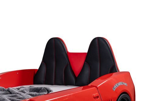 Lit voiture de course rouge full options Fusion 90x190 cm - Photo n°3; ?>