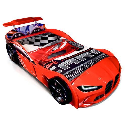 Lit voiture de course turbo V1 rouge 90x190 cm - Photo n°3; ?>