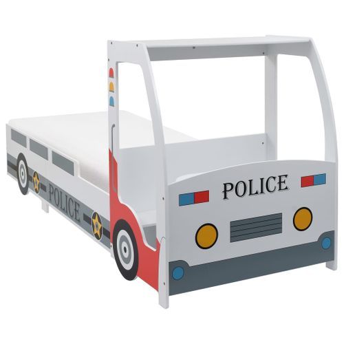 Lit voiture de police avec matelas pour enfants 90x200cm 7 Zone - Photo n°2; ?>