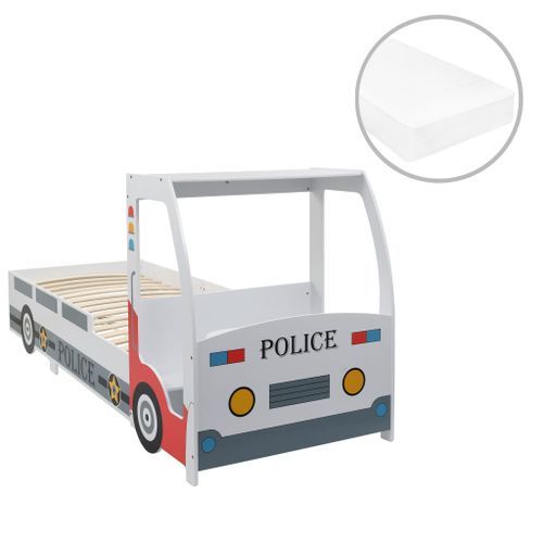 Lit voiture de police avec matelas pour enfants 90x200cm 7 Zone 2 - Photo n°3; ?>