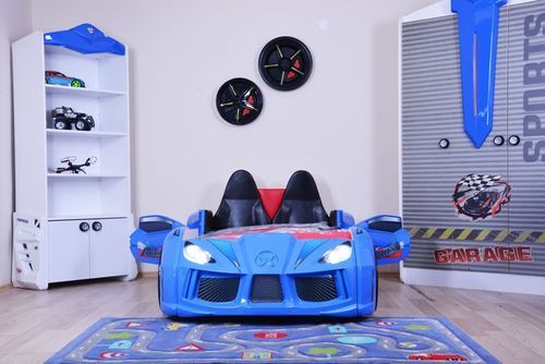 Lit voiture de sport bleu à Led avec effets sonores Competition 90x190 cm - Photo n°3; ?>