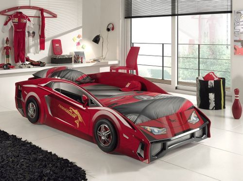 Lit voiture rouge Lamborghini 90x200 cm - Photo n°3; ?>
