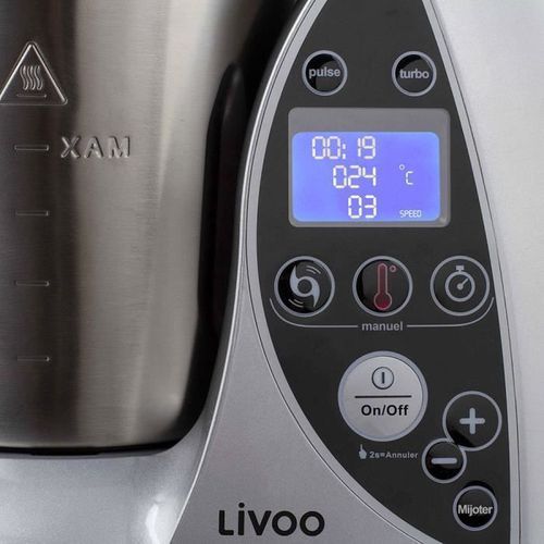 LIVOO DOP142G Robot culinaire chauffant - Gris et métal - Photo n°3; ?>