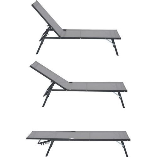 Lot De 2 Bains De Soleil Pliant - 1 Personne - Gris 7 Lot de 2 bains de soleil pliant - 1 personne - Gris - Photo n°3; ?>