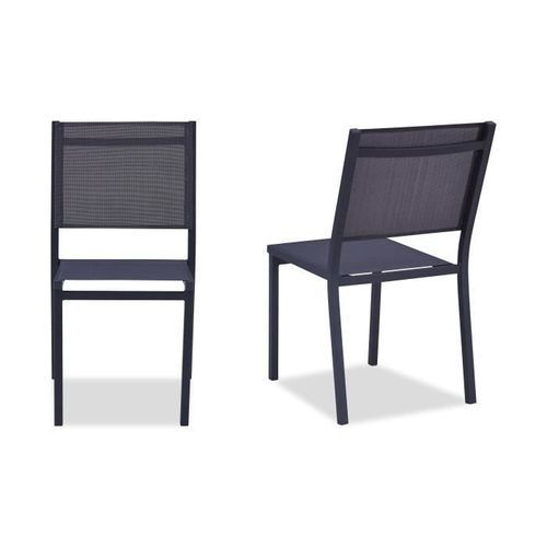 Lot de 2 chaises en aluminium - 48 x 56 x 87 cm - Gris - Photo n°2; ?>