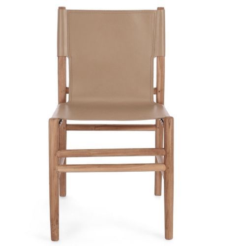 Lot de 2 chaises en bois de Teck et cuir Karole – Modernité et durabilité - Photo n°3; ?>