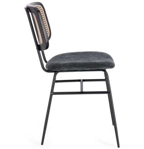 Lot de 2 chaises Gleny - Structure acier noir et assise velours - Photo n°3; ?>