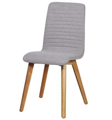 Lot de 2 chaises tissu gris et pieds bois clair Gama - Photo n°3; ?>