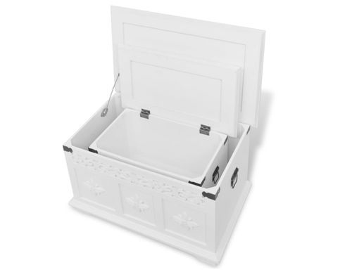 Lot de 2 coffres de rangement Valenky - Bois pin massif blanc - Photo n°3; ?>