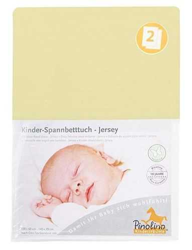 Lot de 2 draps housse bébé jersey 60 x 120 cm jaune - Photo n°2; ?>