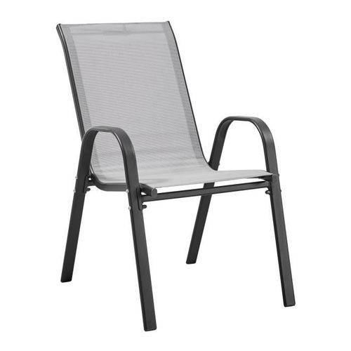 Lot de 2 fauteuils - Acier et textile - Hauteur du siege : 41 cm - Couleur gris - Photo n°3; ?>