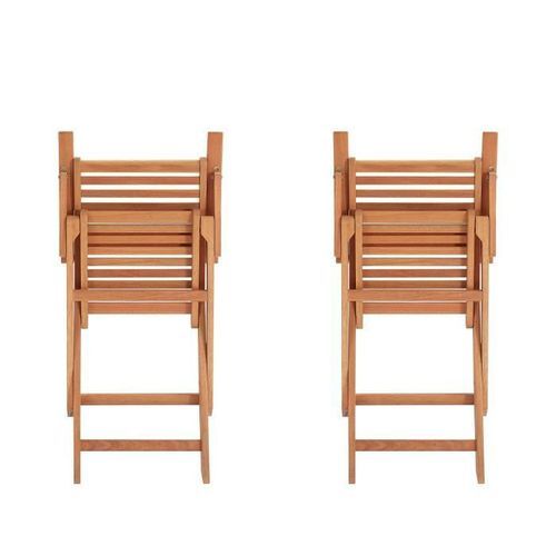 Lot de 2 fauteuils pliantes de jardin en eucalyptus FSC - 57,5x56x90cm - Photo n°2; ?>