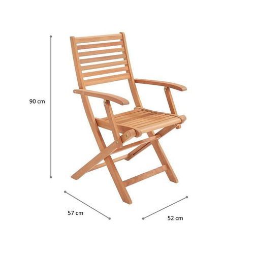 Lot de 2 fauteuils pliantes de jardin en eucalyptus FSC - 57,5x56x90cm - Photo n°3; ?>
