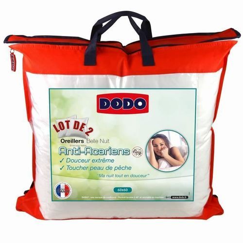 Lot de 2 oreillers anti-acariens belle Nnuit 60x60 cm Dodo - Confort Moelleux - Photo n°3; ?>