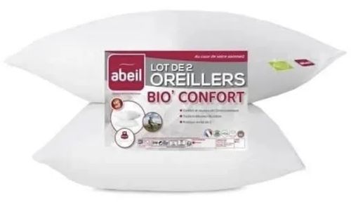 Lot de 2 oreillers bio confort 60x60 cm Abeil - Photo n°2; ?>