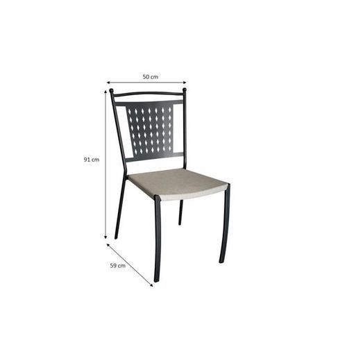 Lot de 4 chaises a manger de jardin - Style zellige - Acier thermolaqué + Textilene - 50 x 59 x 91 cm - Photo n°3; ?>