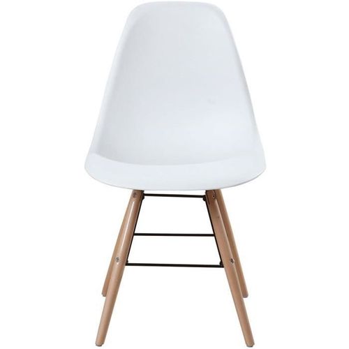 Lot de 4 chaises blanc pieds bois - L 47 x P 52 x H 83 cm - OLAF - Photo n°3; ?>