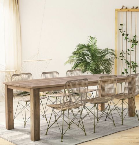 Lot de 4 chaises en acier et fibre naturelle – Pour intérieur et extérieur - Photo n°2; ?>