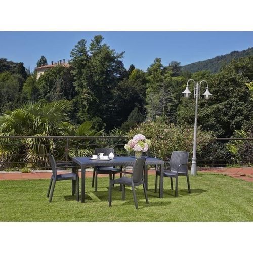 Lot De 4 Fauteuil Empilable REGINA En Résine Tréssée - Gris Anthracite 6 Lot de 4 fauteuil empilable REGINA en résine tréssée - Gris anthracite - Photo n°2; ?>