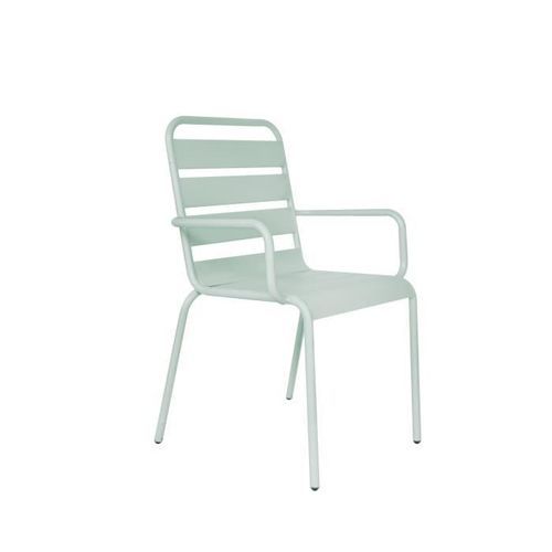 Lot de 4 fauteuils de jardin - Acier - Vert Céladon - Photo n°3; ?>
