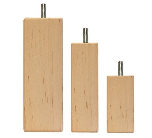 Lot de 4 pieds de lit carrés en bois Bellecour - Robustesse et simplicité - Photo n°3; ?>