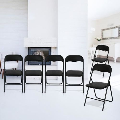Lot de 6 Chaises pliantes noir - L 44 x P 47 x H 78 cm - CLEA - Photo n°2; ?>