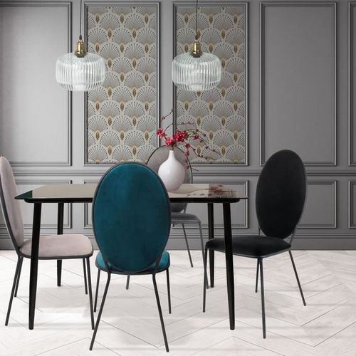 LOUIS Lot de 2 Chaises - Velours Bleu - L 51 x P 96 x H 52,5 cm - Photo n°2; ?>