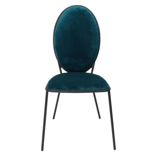 LOUIS Lot de 2 Chaises - Velours Bleu - L 51 x P 96 x H 52,5 cm - Photo n°3; ?>