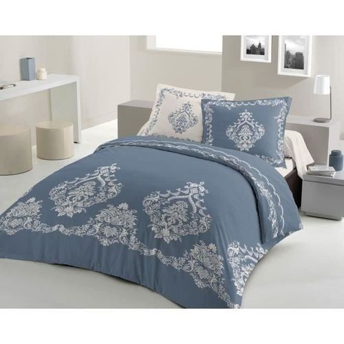 LOVELY HOME Parure De Couette 200x200 Cm + 2 Taies D'oreiller 65x65 Cm - 100% Coton BAROQUE - Bleu 4 LOVELY HOME Parure de couette 200x200 cm + 2 taies d'oreiller 65x65 cm - 100% Coton BAROQUE - Bleu - Photo n°2; ?>