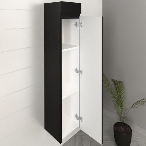 LUNA / LIMA Colonne de salle de bain L 25 cm - Noir brillant 2 - Photo n°2; ?>